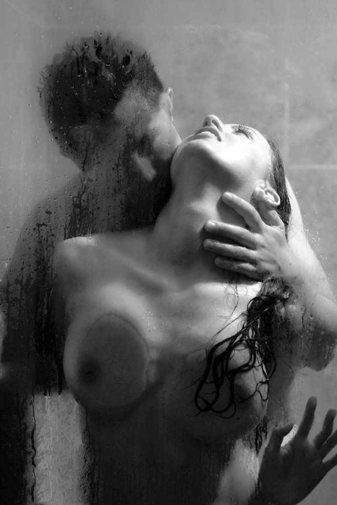 Couple in nude shower