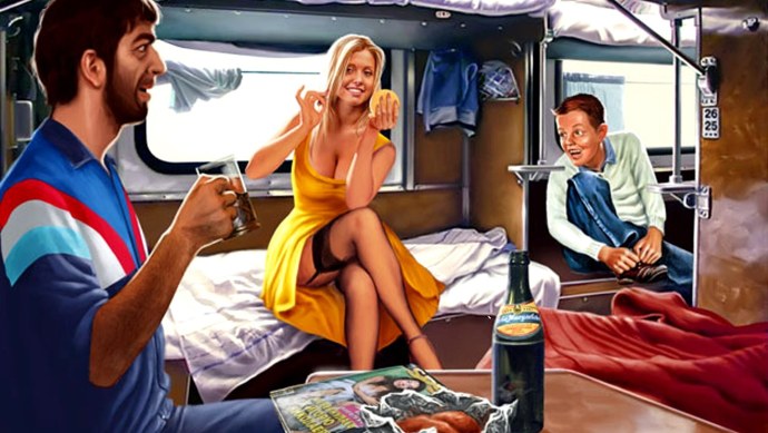 Девушки без трусов в вагоне поезда