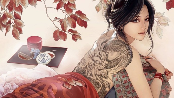 Женский силуэт на темном фоне