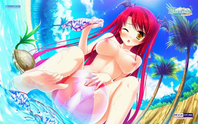 Голая аниме киска на пляже