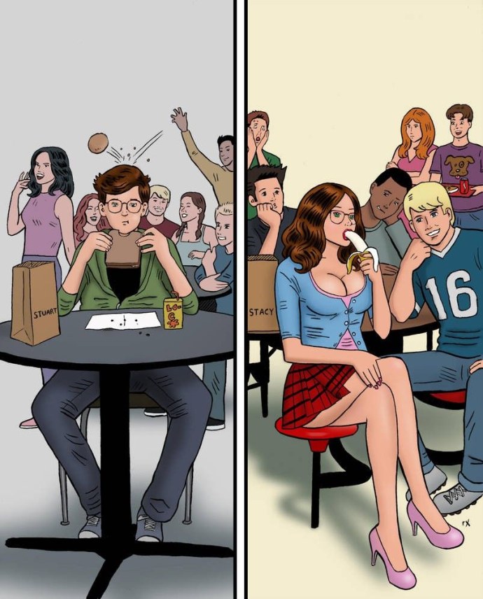 Мужчина снимает платье с девушки