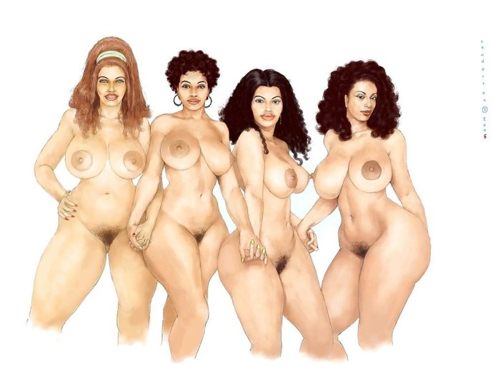 Рисованные девушки с большими сиськами