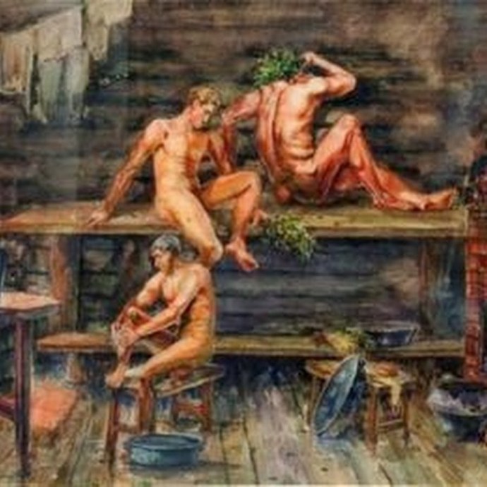 Голые парни в сауне Парадайз