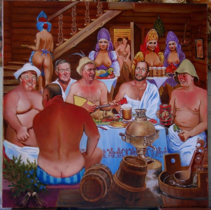 Голые парни в русской бане