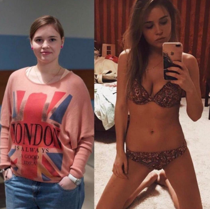 Физрук Полина в лифчике