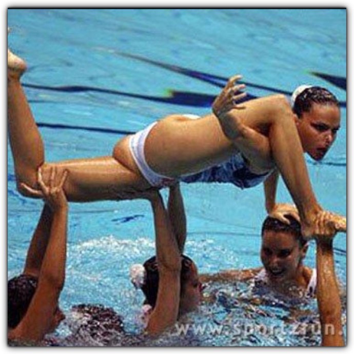 Синхронное плавание девушки