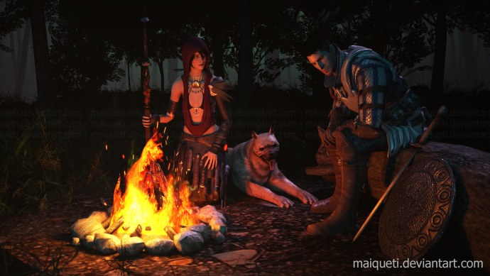 Древние Русичи ночью у костра