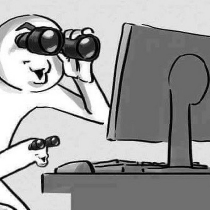 Мем с биноклем в монитор