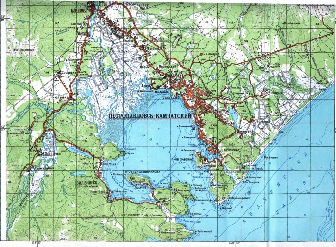 Карта Камчатский край Петропавловск Камчатский