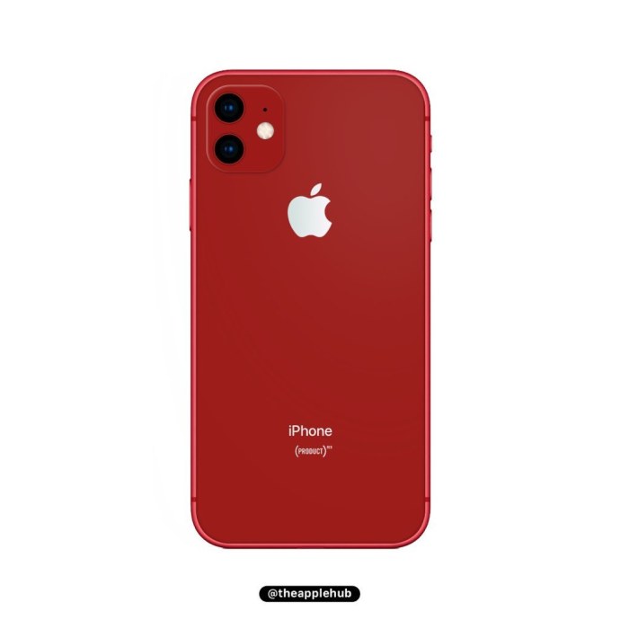 Айфон 11 сзади красный