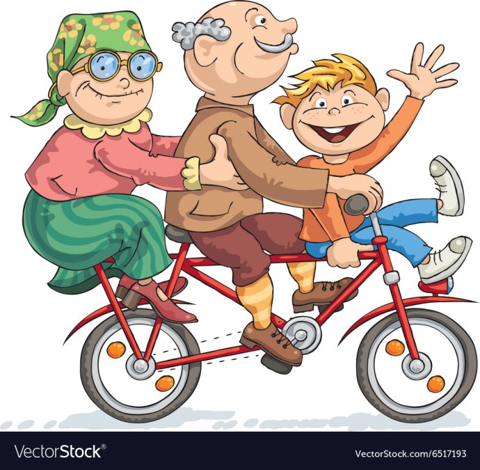 Бабушка и дедушка на велосипеде