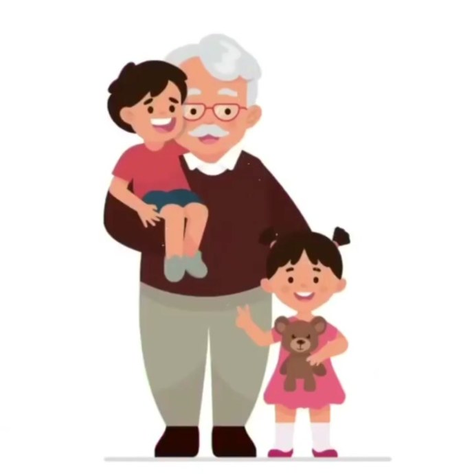 Дедушка с внуками мультяшные