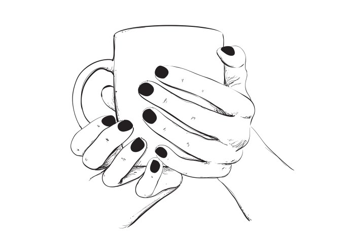 Скетч руки с кружкой