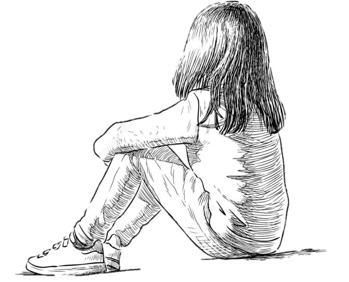 Сидящий человек рисунок