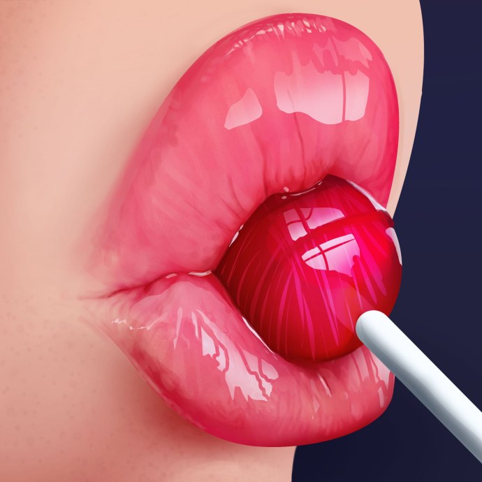 Девушка с Чупа чупсом во рту