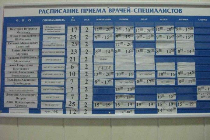 Расписание врачей детской поликлиники 2