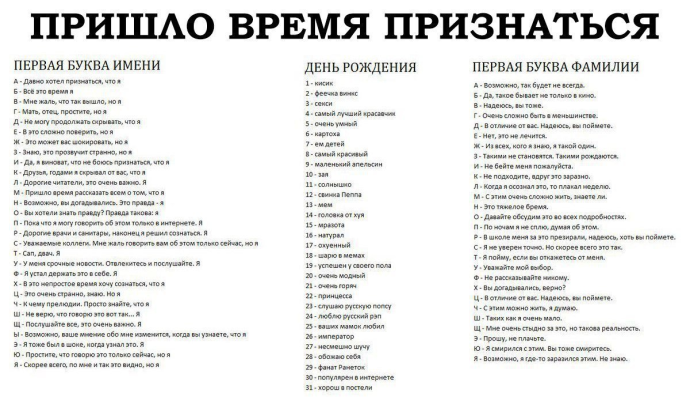 Пришло время признаться