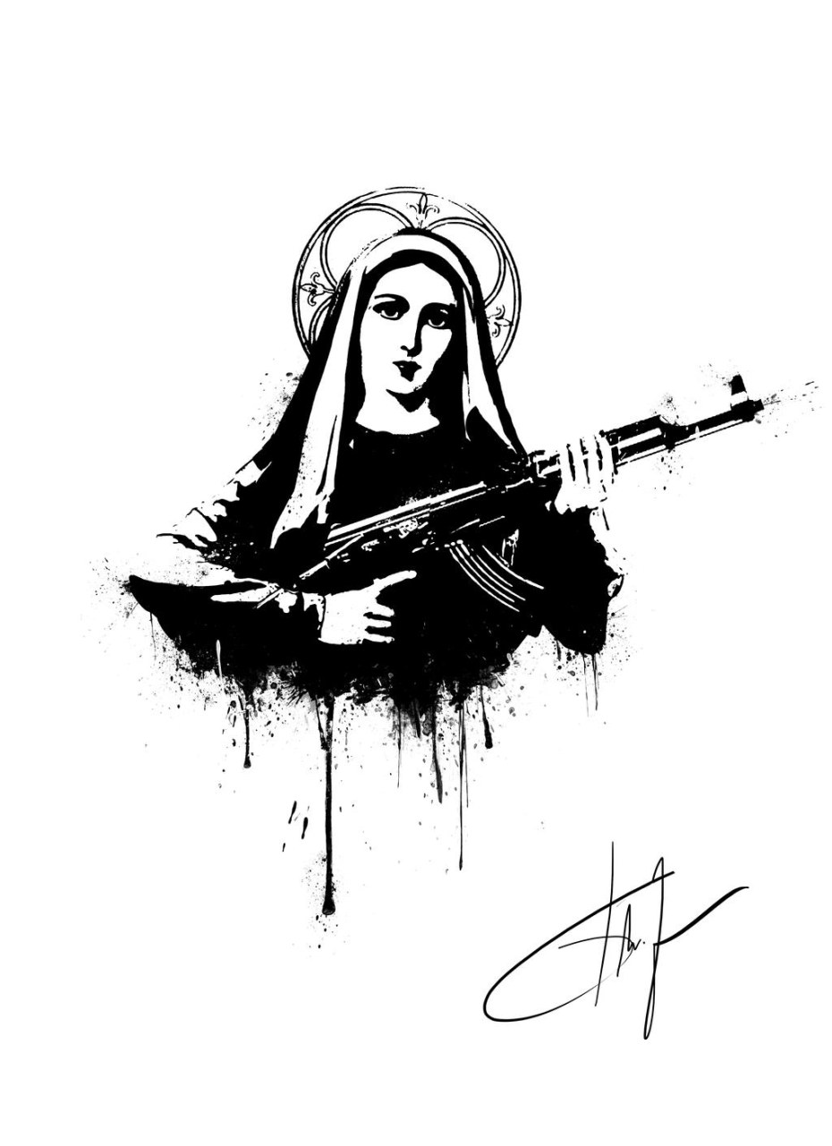 Дева Мария с автоматом