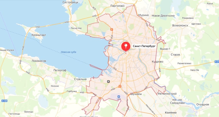 Границы Санкт-Петербурга на карте