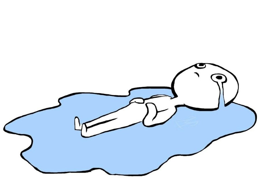 Чел лежит в луже слез