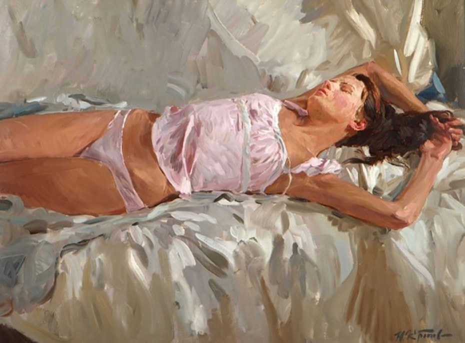 Девушка с черной кошкой