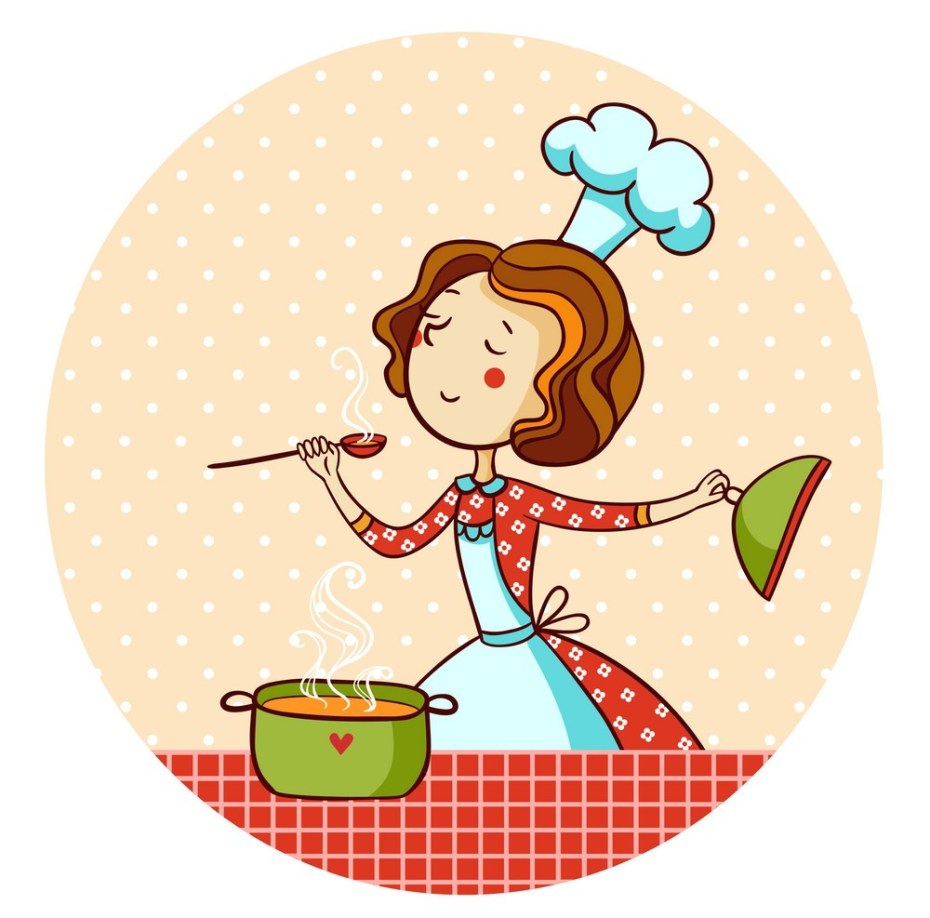 Рисования женщина на кухне