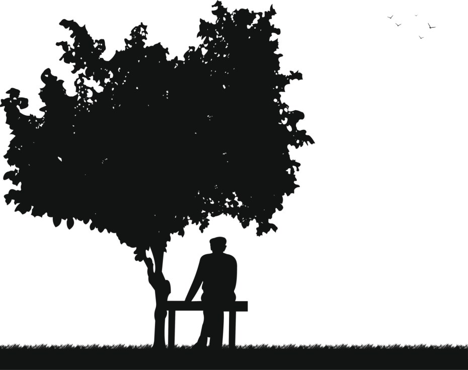 Силуэт под деревом